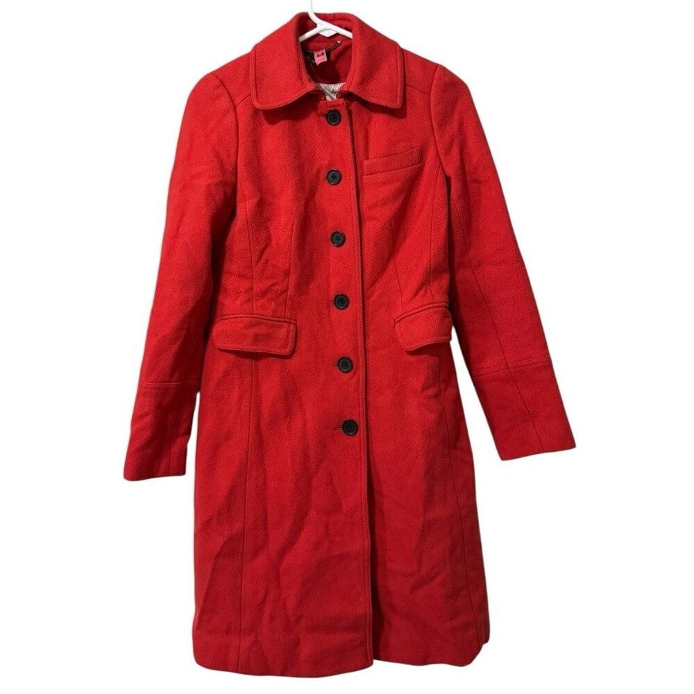 J CREW Lady Day Coat Wool Blend Size 0 Peacoat‎ Classic City Professional Office